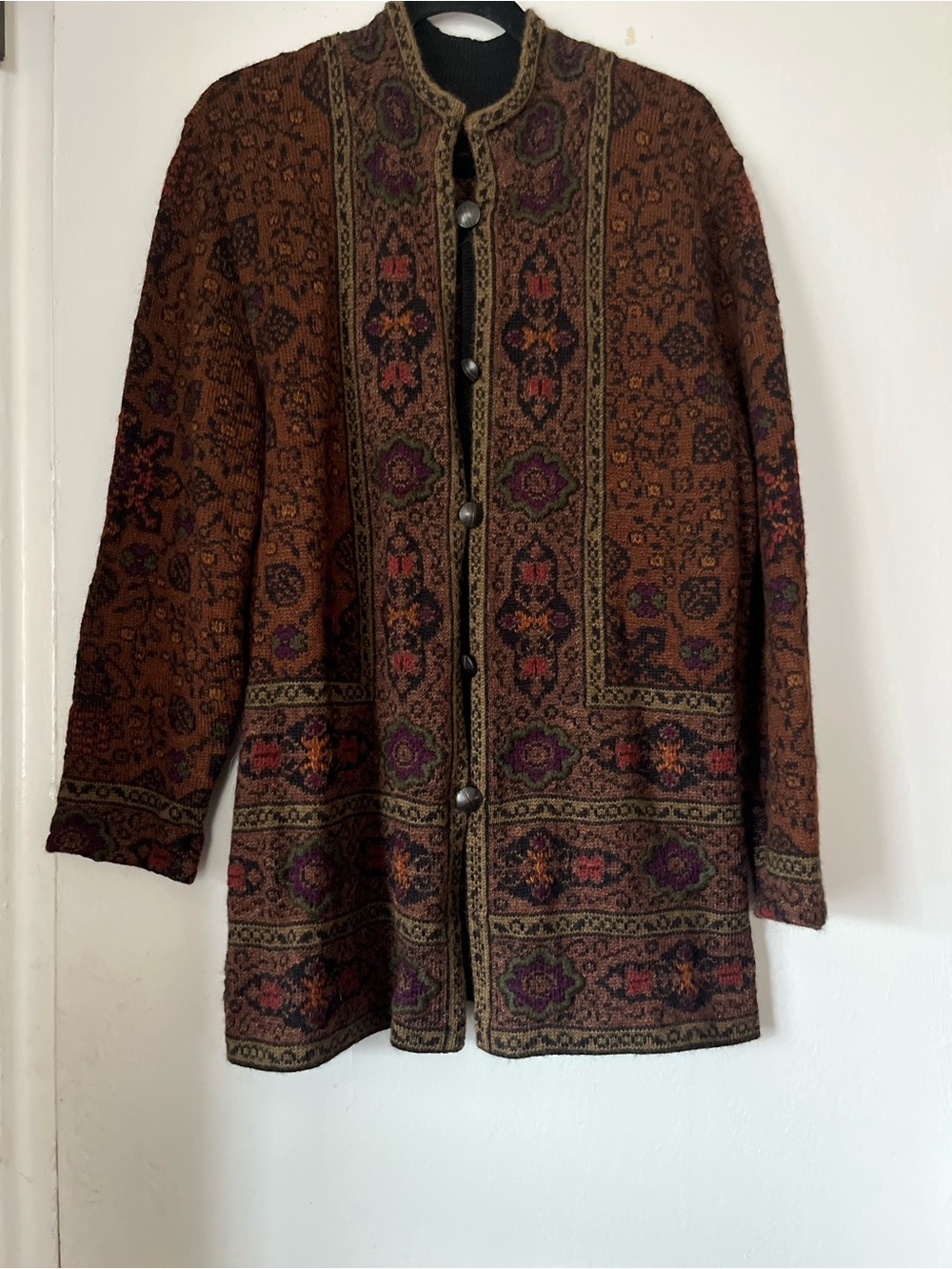 100% alpaca HANDLOOMED button down floral cardigan